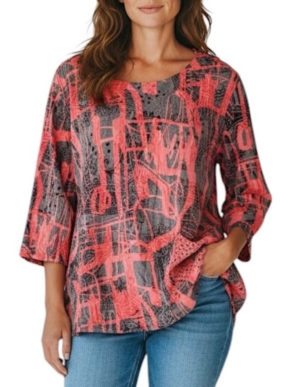 Shana Womens 3/4 Sleeve Tunic Top XXL
